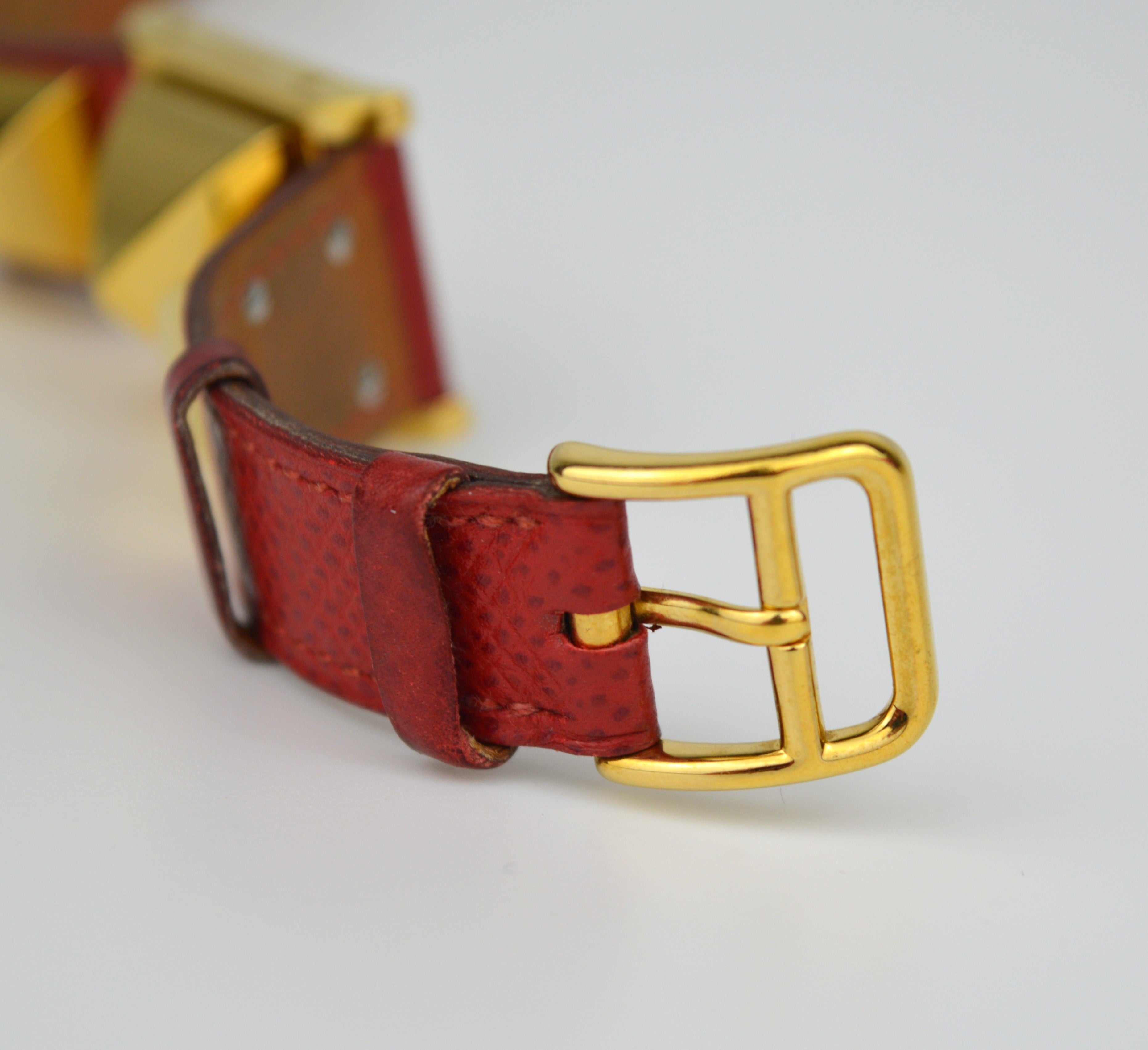 HERMES MEDOR RED STRAP WATCH