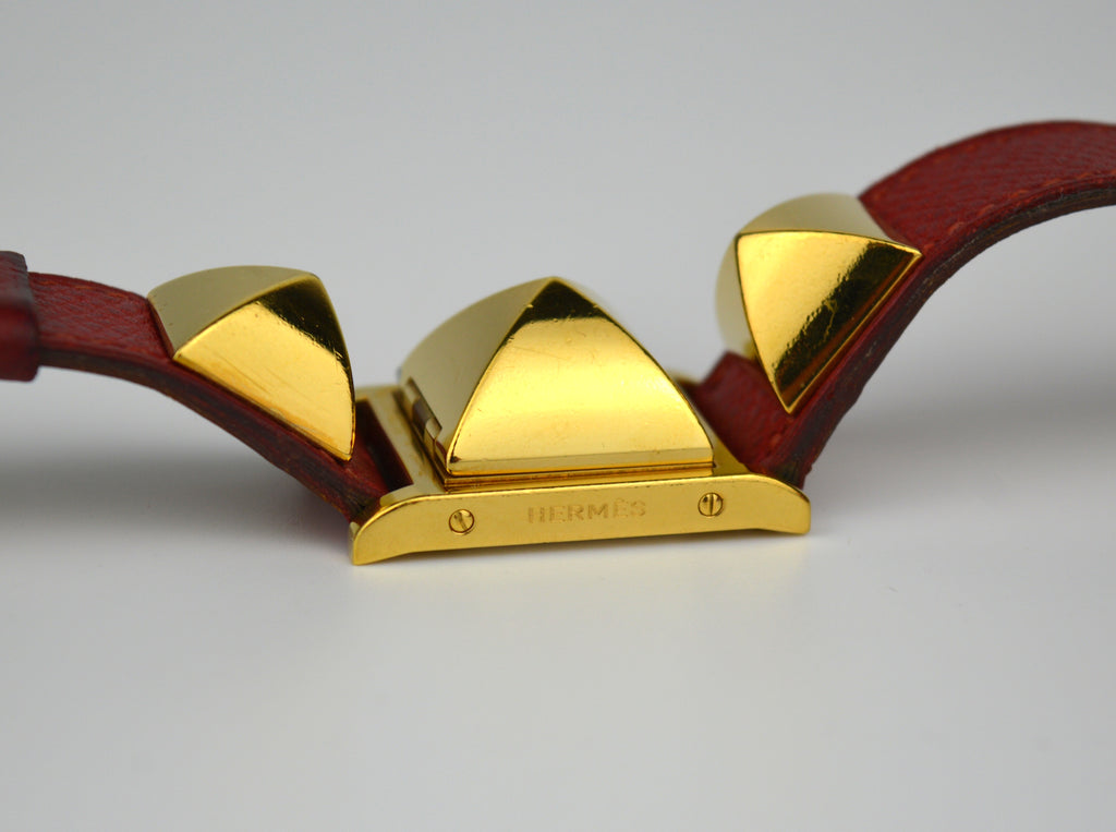 HERMES MEDOR RED STRAP WATCH