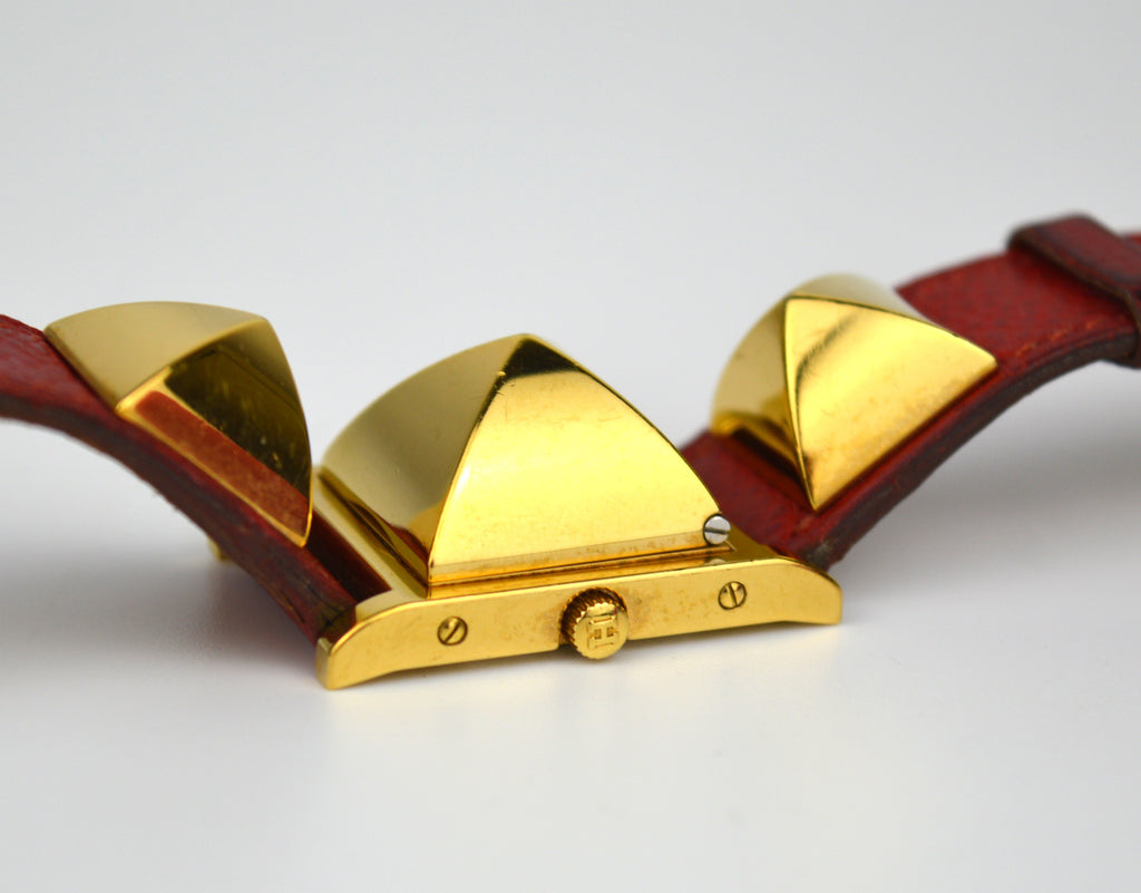 HERMES MEDOR RED STRAP WATCH