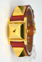 HERMES MEDOR RED STRAP WATCH