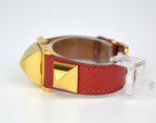 HERMES MEDOR RED STRAP WATCH