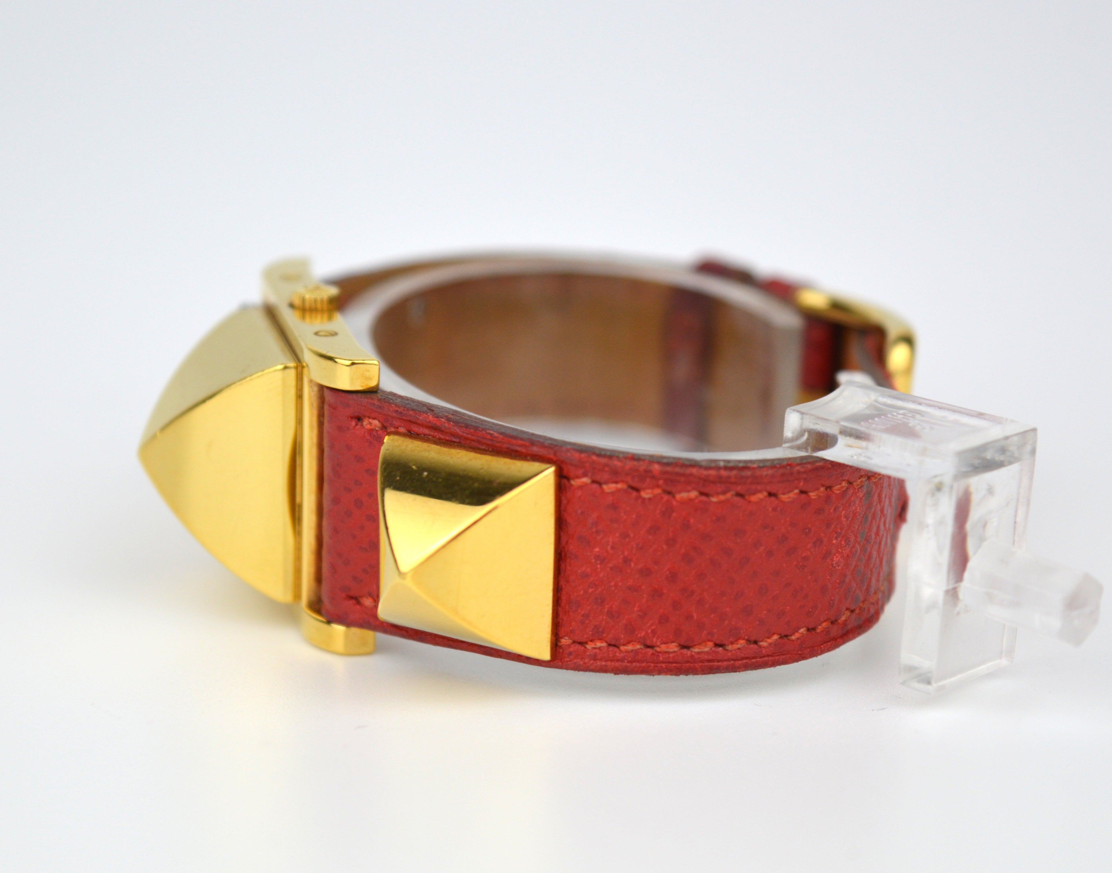 HERMES MEDOR RED STRAP WATCH