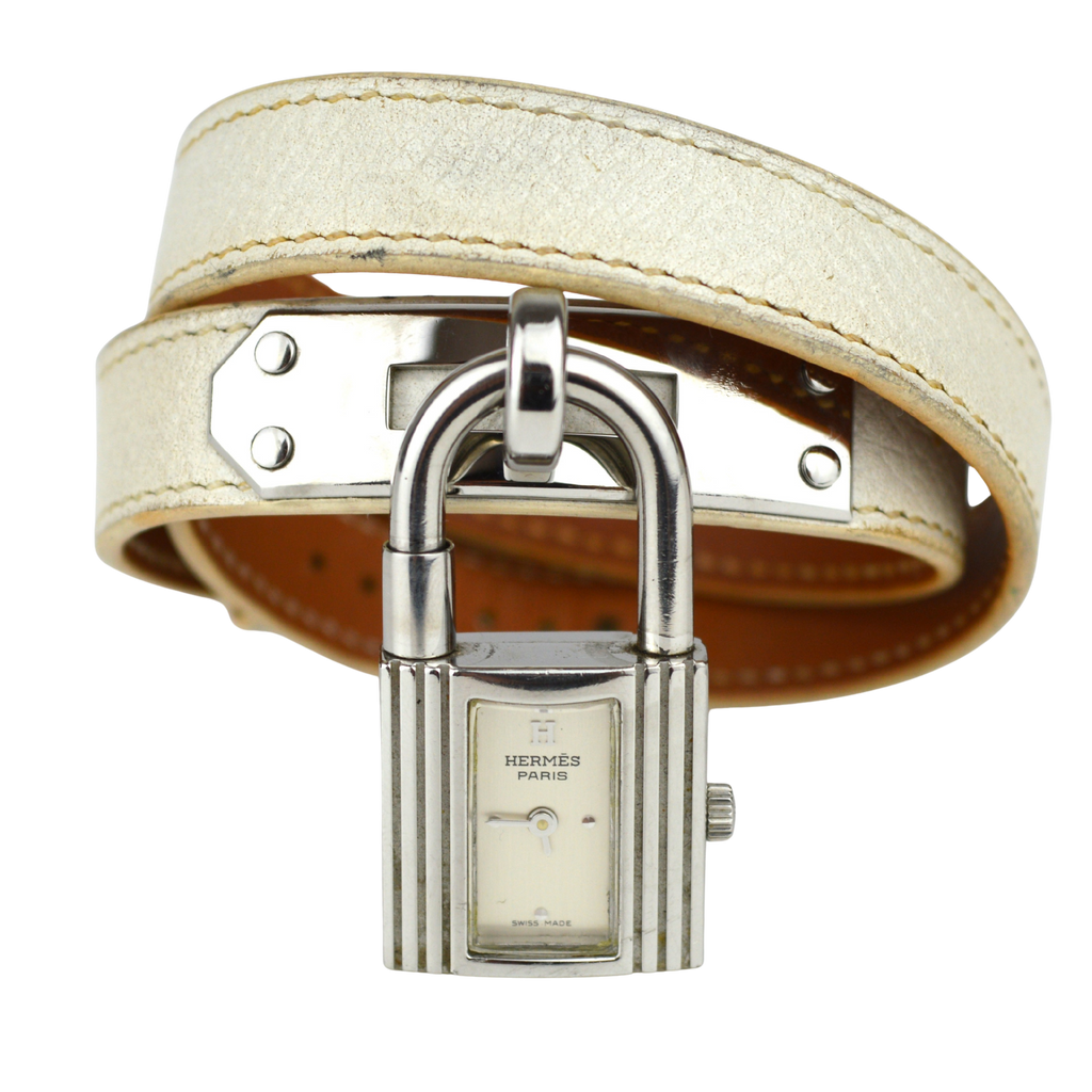 Hermès Kelly Silver Double Tour Watch with Box (KE1.210)