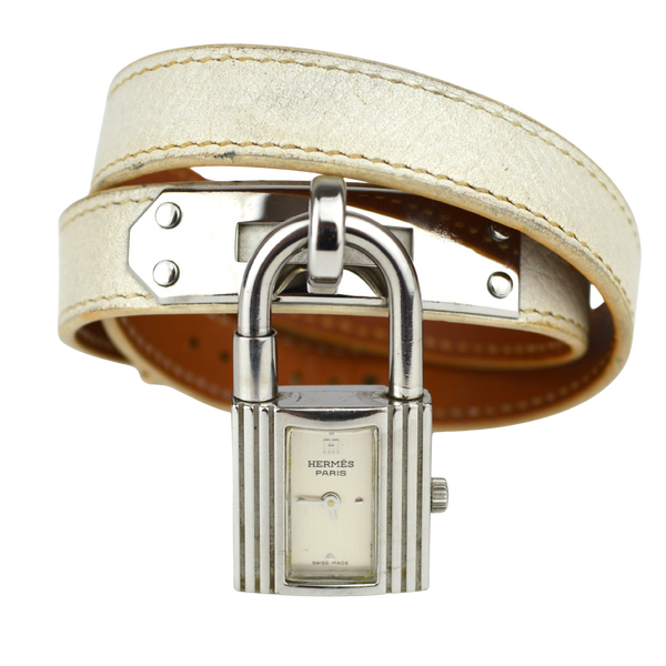 Hermès Kelly Silver Double Tour Watch with Box (KE1.210)