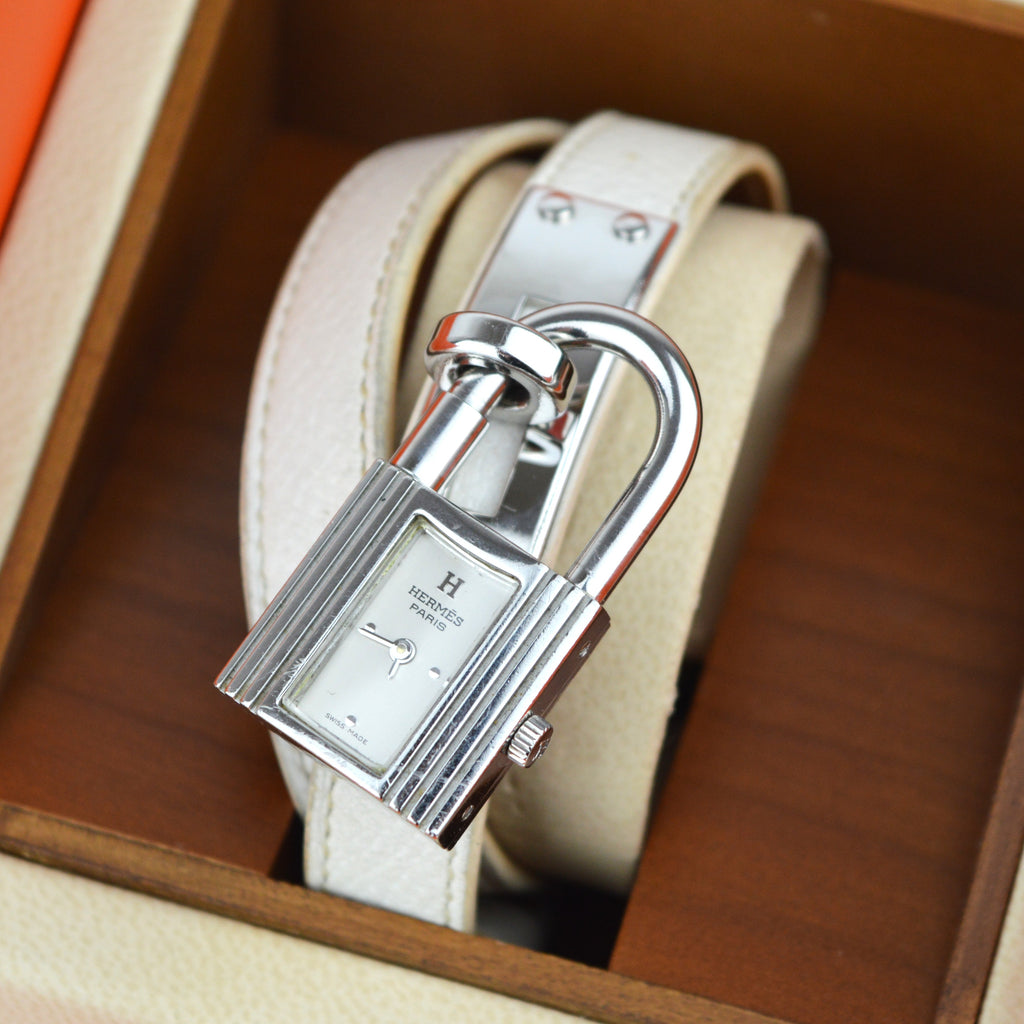 Hermès Kelly Silver Double Tour Watch with Box (KE1.210)