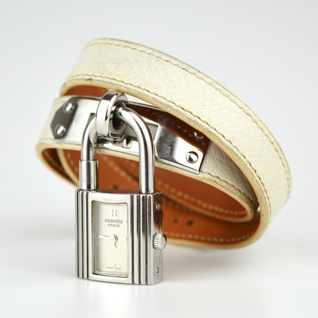 Hermès Kelly Silver Double Tour Watch with Box (KE1.210)