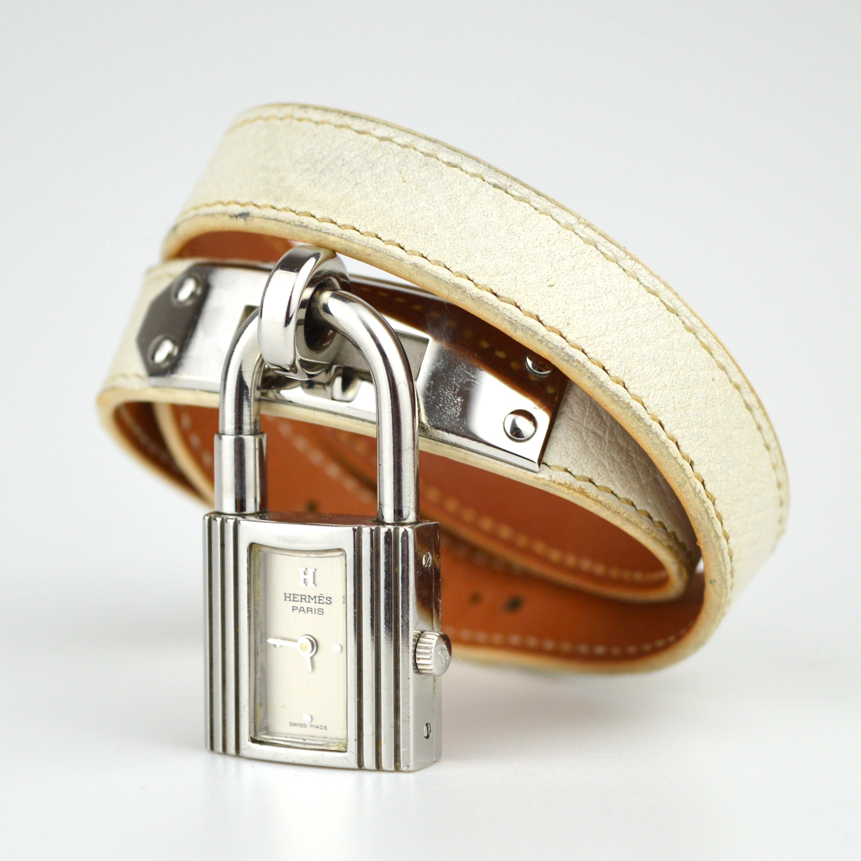 Hermès Kelly Silver Double Tour Watch with Box (KE1.210)