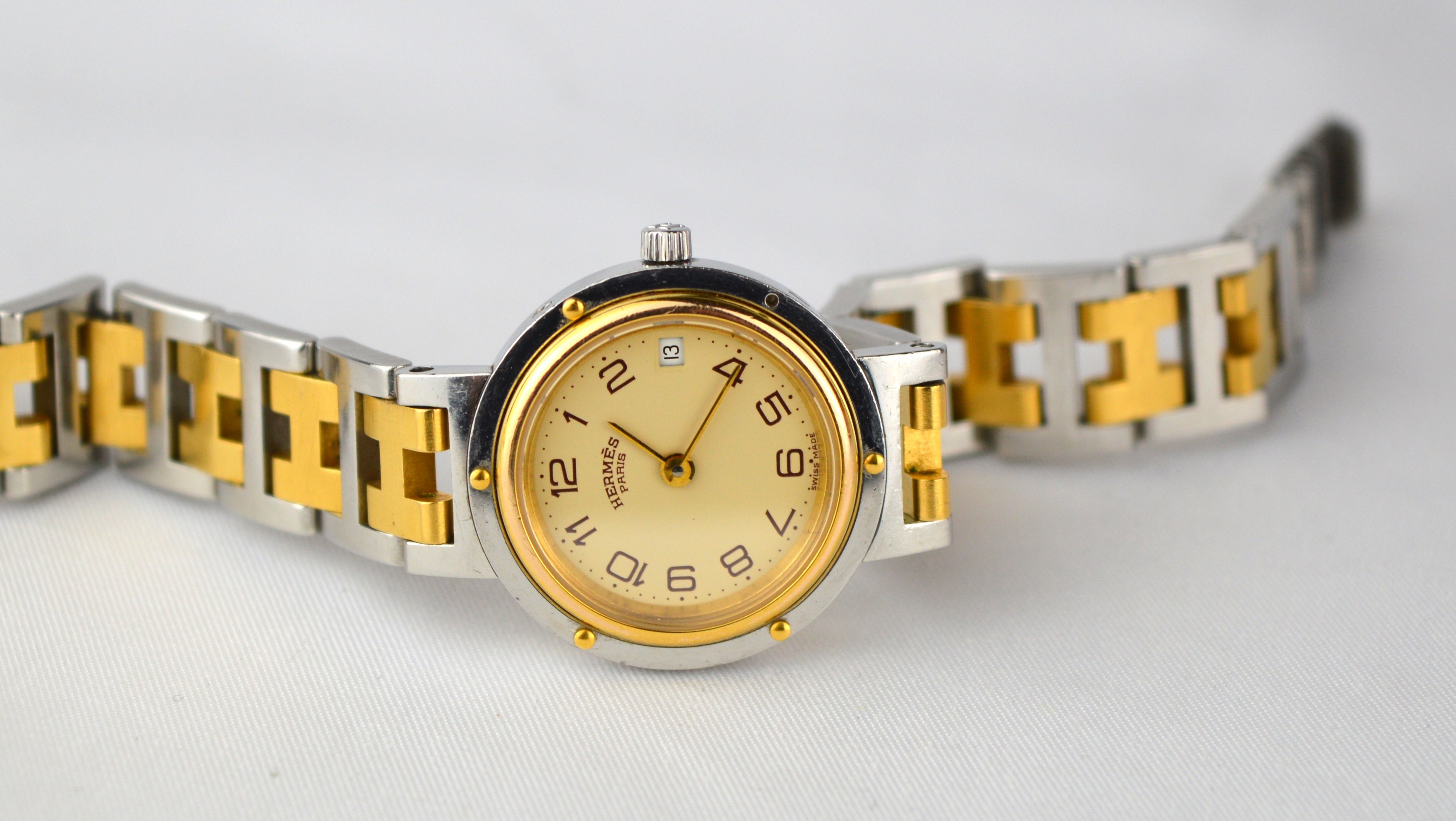 Hermes Clipper Ivory Dial Watch