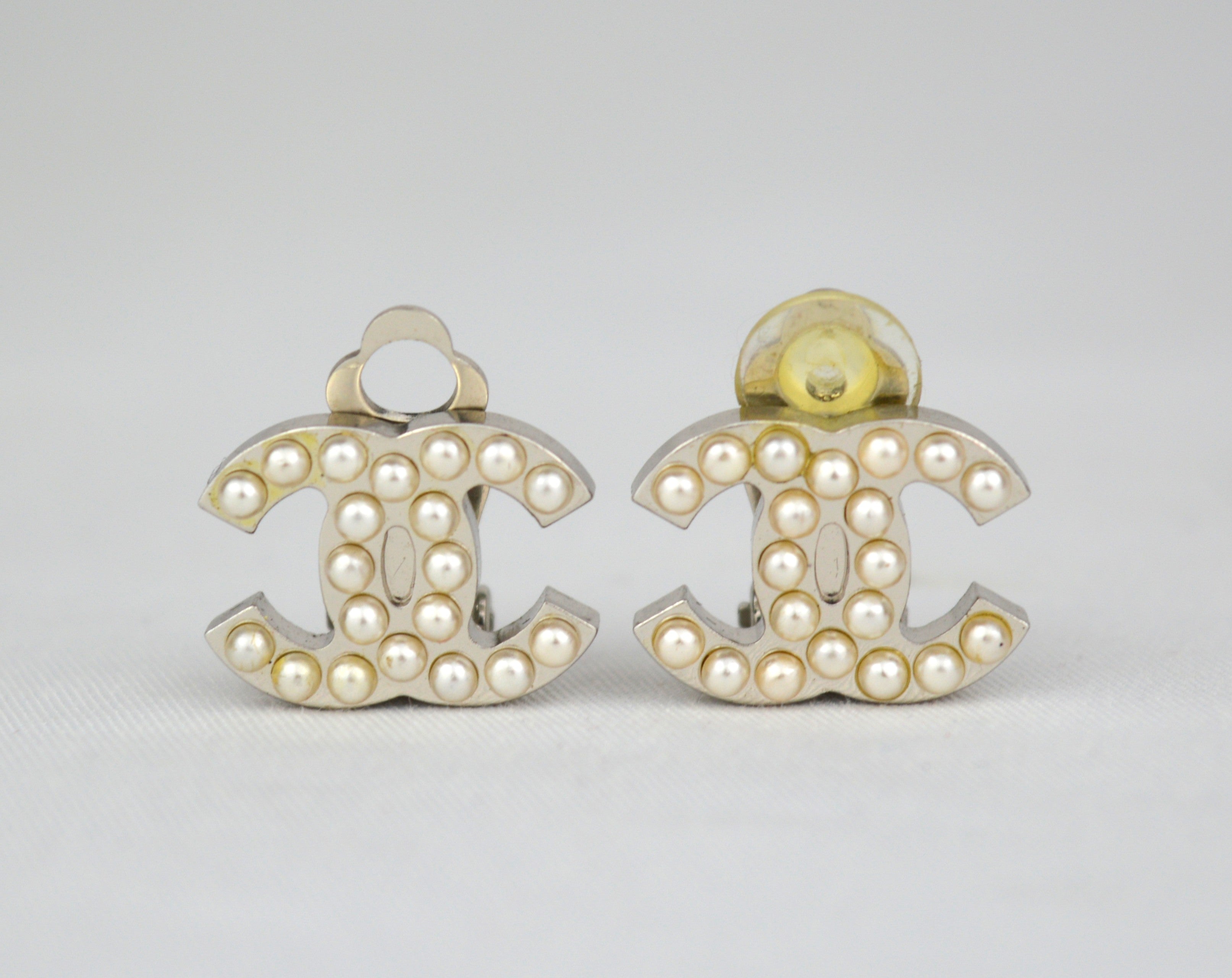 Chanel Coco Mark Clip Earrings with Pearls