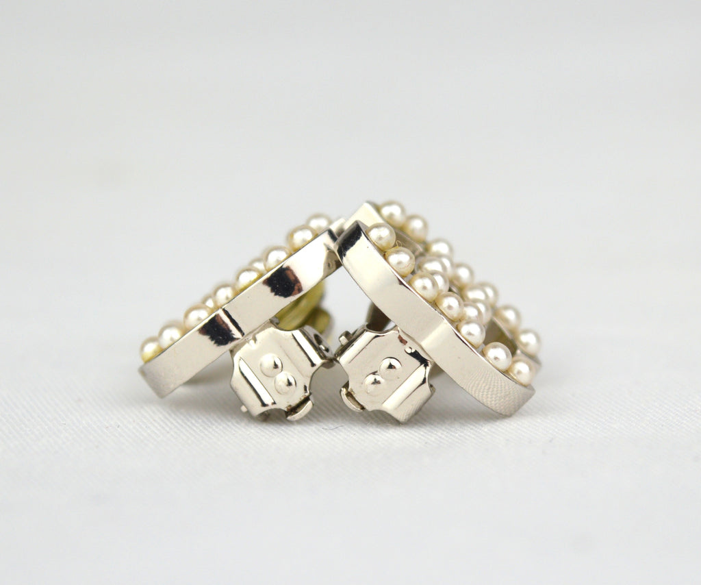 Chanel Coco Mark Clip Earrings with Pearls