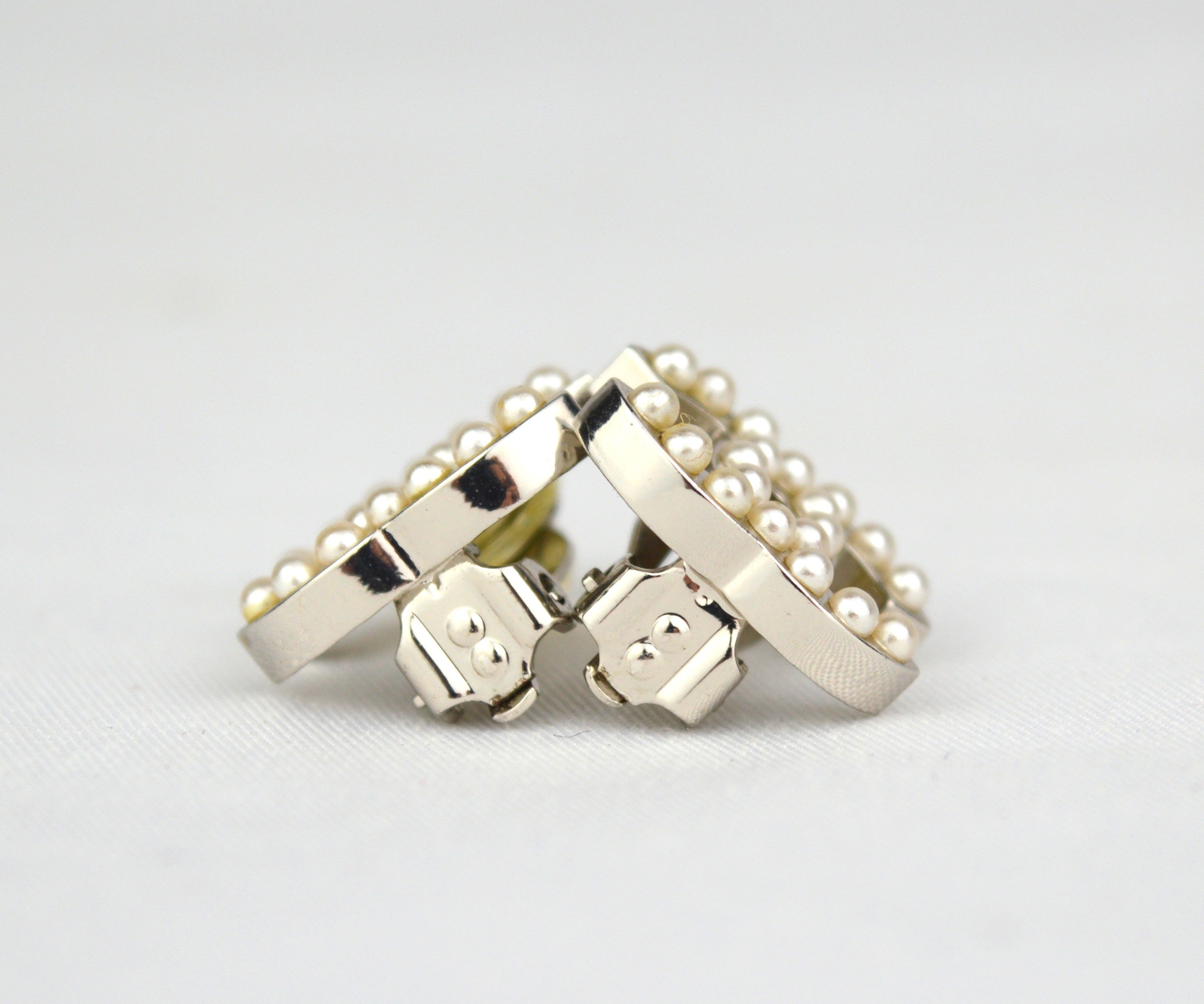 Chanel Coco Mark Clip Earrings with Pearls