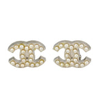 Chanel Coco Mark Clip Earrings with Pearls