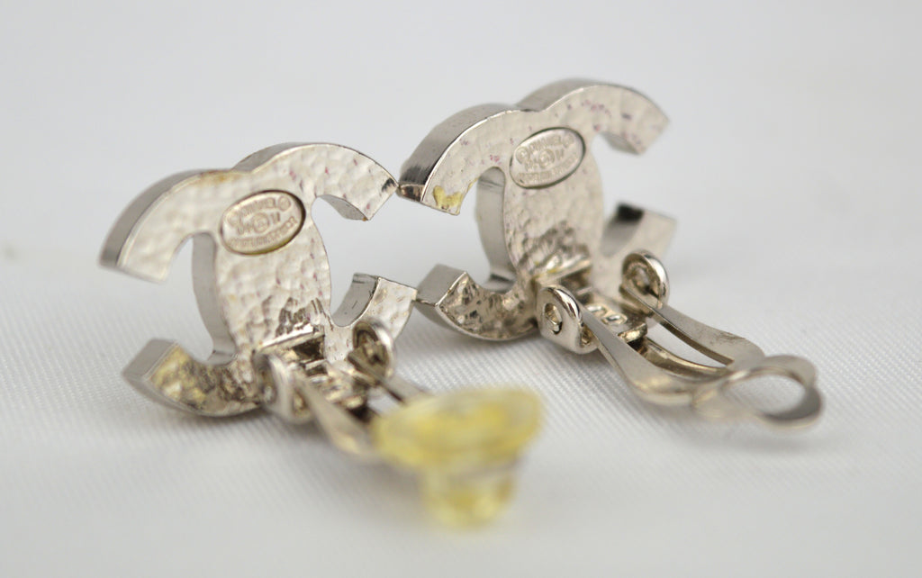 Chanel Coco Mark Clip Earrings with Pearls