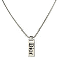 Dior Logo Label Silver Collier
