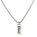 Dior Logo Label Silver Collier