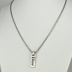 Dior Logo Label Silver Collier