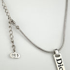 Dior Logo Label Silver Collier