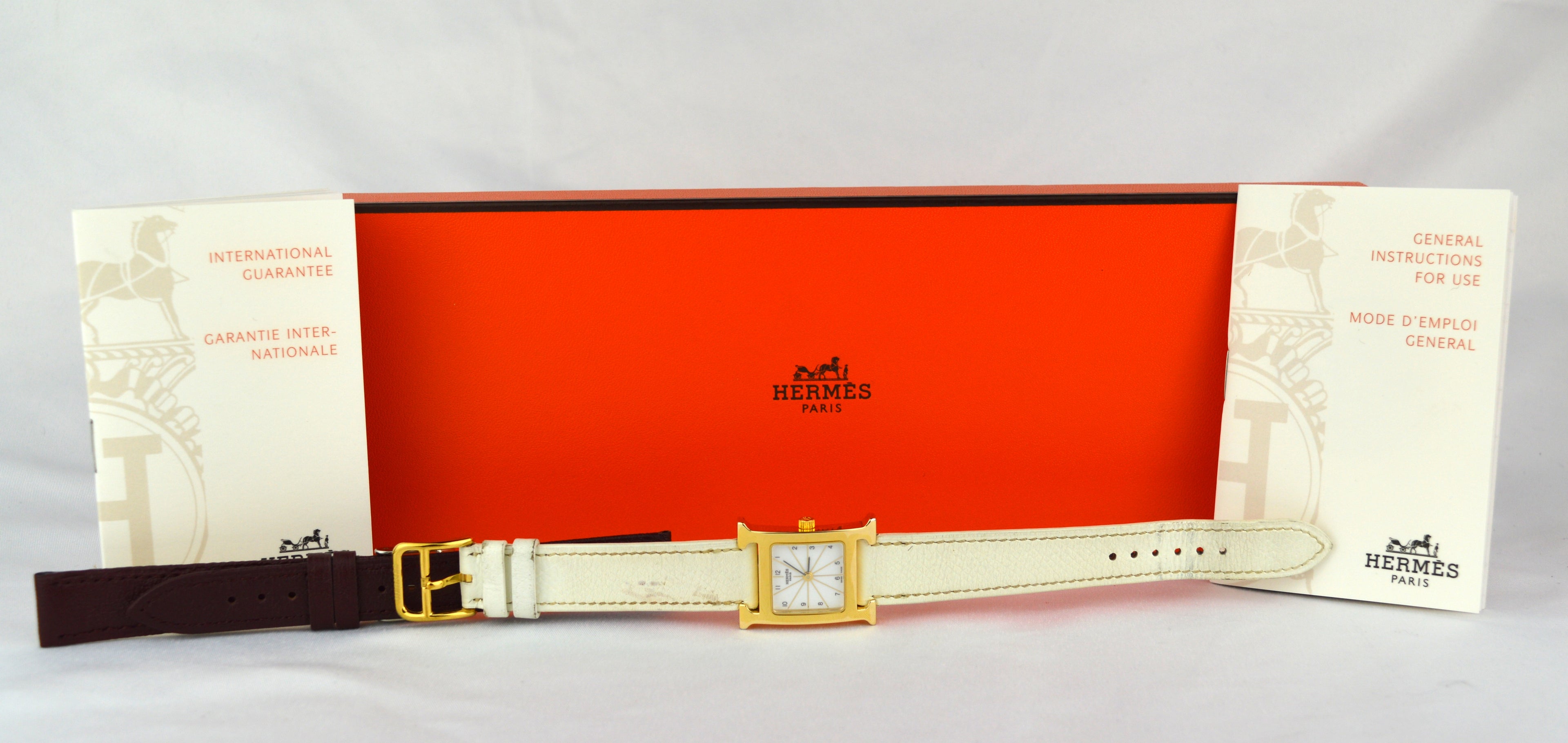 HERMES H HEURE VINTAGE WATCH WITH BOX
