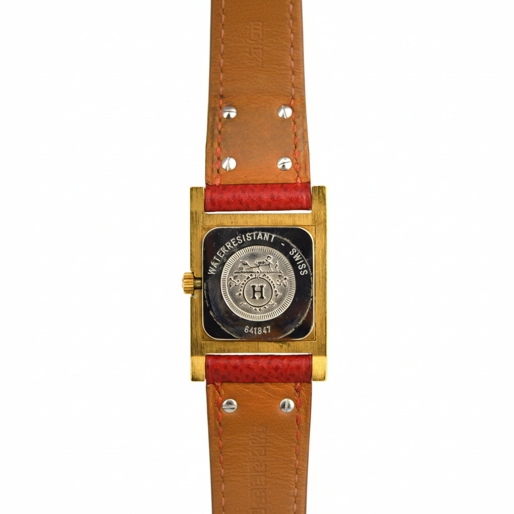 HERMES MEDOR RED STRAP WATCH