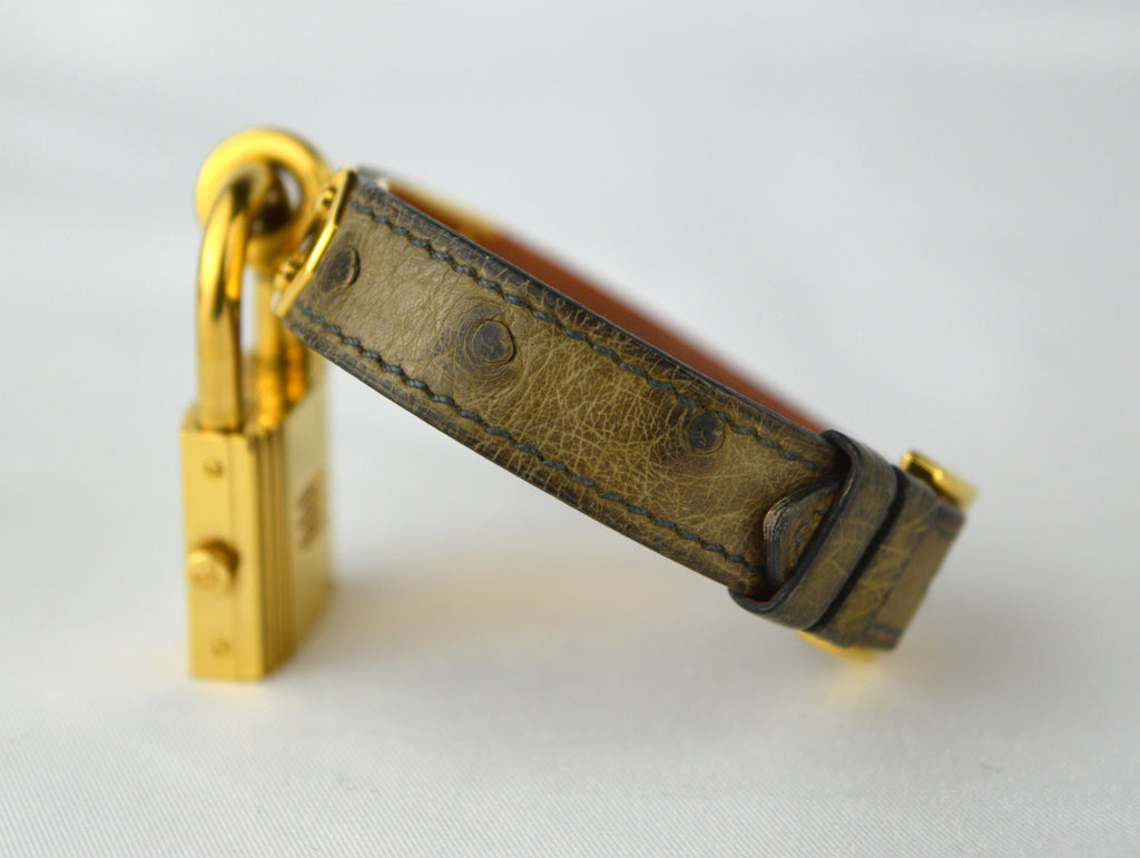 HERMES KELLY OSTRICH WATCH WITH DUSTBAG