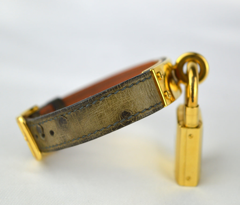 HERMES KELLY OSTRICH WATCH WITH DUSTBAG