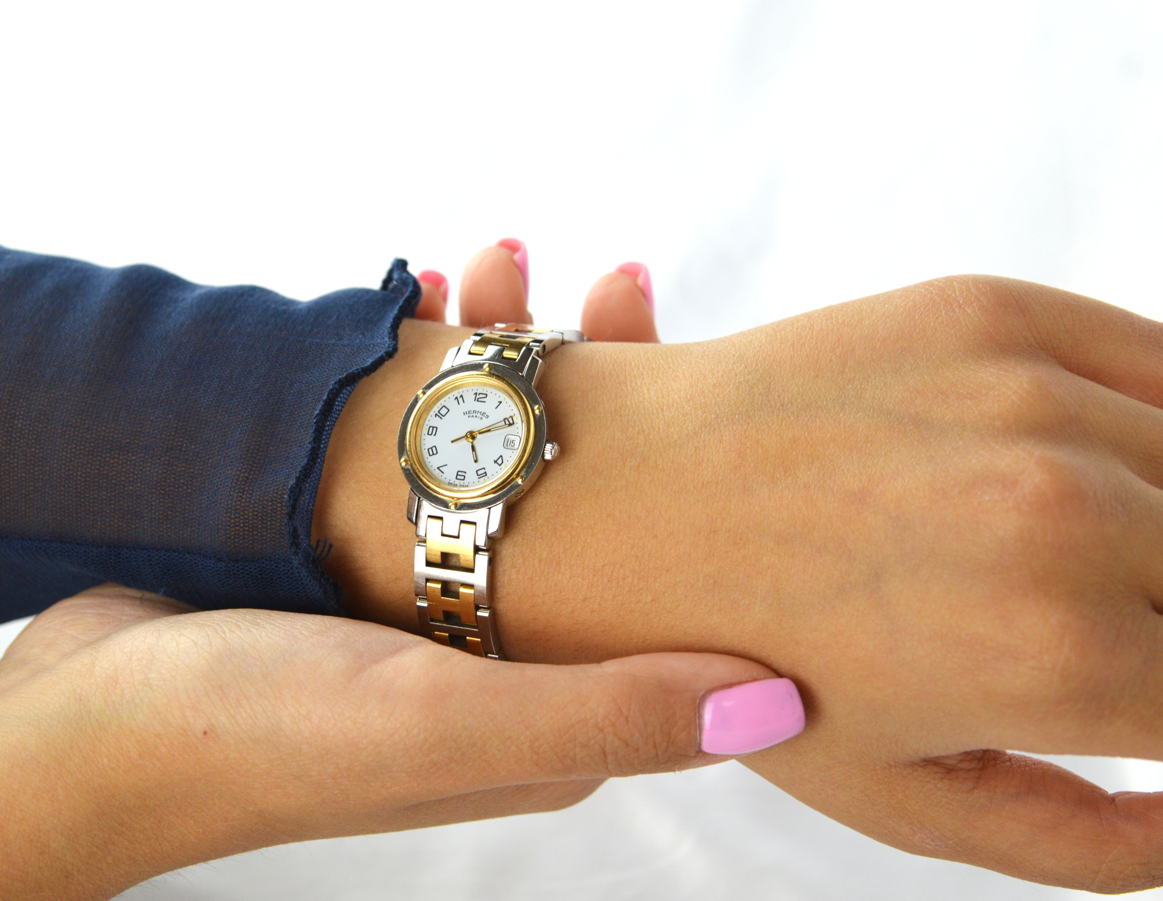 HERMES CLIPPER VINTAGE WATCH WITH BOX